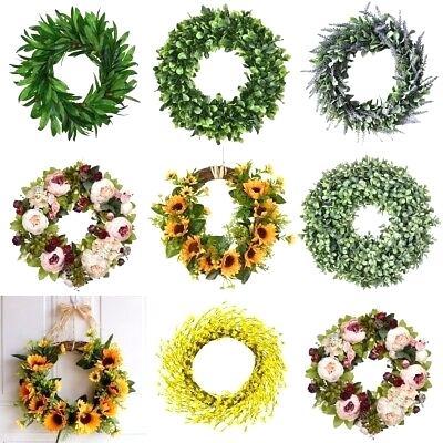 indoor floral wreaths decorating with plants in bedroom artificial sunflowers summer green wreath front door wall decor