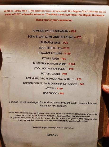 drinks menu