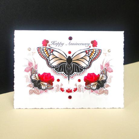 Red and Black Butterfly Handmade Anniversary Card