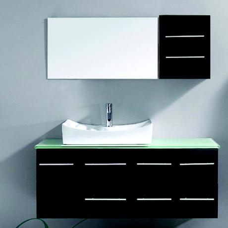 ceanna single bathroom vanity in espresso with glass top