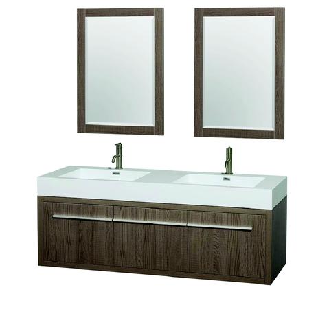 natural wood double floating vanity