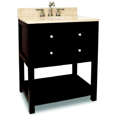 basic modern single bathroom vanity in espresso with two drawers