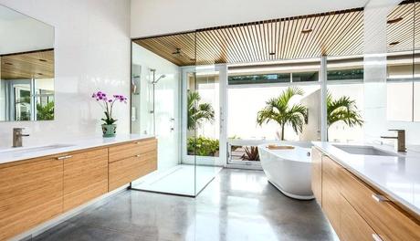 tropical bathroom mirror wall waterproof drywall with unframed mirrors