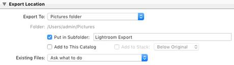 Lightroom Export Settings for Facebook-File Export Location