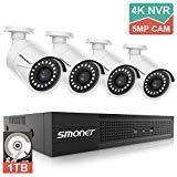 SMONET 5MP Security Camera Systems,8-Channel Home Video Surveillance System(1TB Hard Drive),4pcs 5MP(2560TVL) POE IP Cameras,Power Over Ethernet,24/7 Recording for NVR Kits,Indoor&Outdoor CCTV Camera