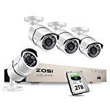 ZOSI 1080P PoE Home Security Camera System,8CH 1080p CCTV NVR Recorder with 1TB Hard Drive and (4) 2MP 1920TVL Indoor Outdoor Weatherproof PoE IP Cameras with 100ft Night Vision for 24/7 Recording