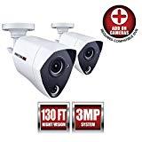 Night Owl Security 2 Pack Add-on Extreme HD 3MP Dual Sensor Wired Infrared Camera (White)