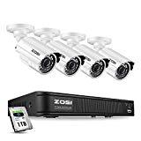 ZOSI 1080p Home Security Camera System Outdoor Indoor, Security DVR 8 Channel with Hard Drive 1TB and 4 x 1080p Surveillance Bullet Camera, Remote Access, Motion Detection