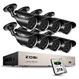 ZOSI 8CH Full 1080p HD-TVI Security Camera System,8 Channel 1080p Surveillance DVR and (8) HD 2.0MP 1080p Weatherproof Bullet CCTV Cameras,42pcs IR LEDs 120ft(40m) IR Night Vision 2TB Hard Drive