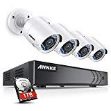 ANNKE Surveillance Camera System, 8CH 3MP CCTV DVR Recorder and 4X Full-HD 1080P Security Camera with Ultra Clear 100ft Night Vision for Outdoor Use, Email Alert with Snapshot, 1TB Hard Drive Included