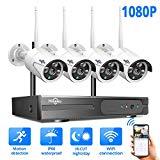 [8CH Expandable] Hiseeu Security Camera System Wireless with Audio,HD Video Security System 4Pcs 1080P 2.0MP IP Security Cameras Wireless Indoor/Outdoor IR Bullet IP Camera WiFi, No Hard Drive