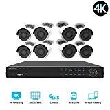 LaView 16 channel 4K home security system with 8 8MP 4K Bullet Cameras, 4TB Storage - Outdoor weatherprood IP Poe Surveillance cameras, 100ft Night Vision - LV-KNG966168G8-T4