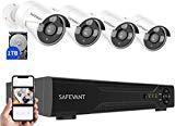 [2020 New] 5MP Security Camera System with 1TB Hard Drive,SAFEVANT 4 Channel DVR Systems 4pcs Indoor Outdoor Home Surveillance Cameras with Night Vision Motion Detection