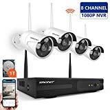 SMONET Wireless Security Camera System,1080P 8 Channel Video Security System(1TB Hard Drive),4pcs 960P(1.3 Megapixel) Indoor/Outdoor Wireless IP Cameras,65ft Night Vision,P2P,Free APP