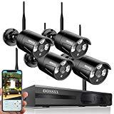 【2020 Update】 OOSSXX HD 1080P 8-Channel Wireless Security Camera System,4 pcs 720P 1.0 Megapixel Wireless Weatherproof Bullet IP Cameras,Plug Play,70FT Night Vision,P2P,App, No Hard Drive