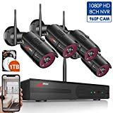 1080P Wireless Home Security Camera System Outdoor,8CH 1080P HD NVR Wireless CCTV Surveillance Systems WiFi NVR Kits with 4Pcs 960P Wireless IP Cameras,Expand Up to 8pcs Cams,1TB Hard Drive by ANRAN