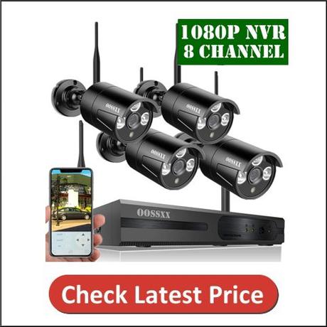 OOSSXX HD 1080P 8-Channel Wireless Security Camera System