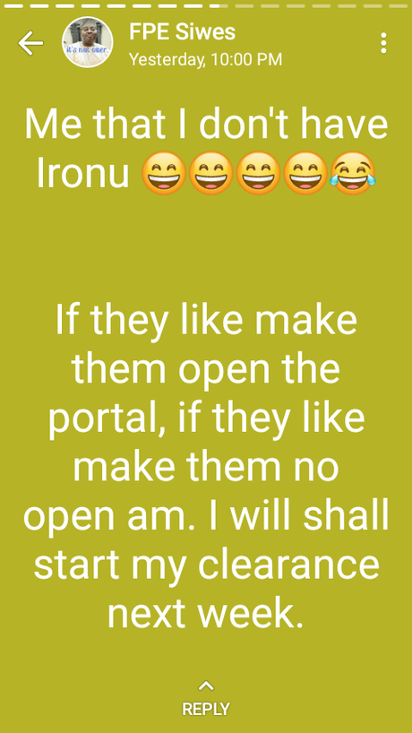 FPE NEWS: SUG President (SIWES) Second Semester Result Withheld ?