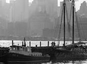 Small Motor Launch Schooner Tied Dock Hoboken Early Morning