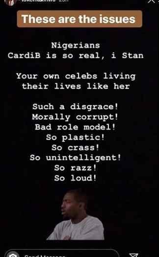 Outrage As Toke Makinwa Slams Nigerians Who’re Praising Cardi B For Being ‘So Real’