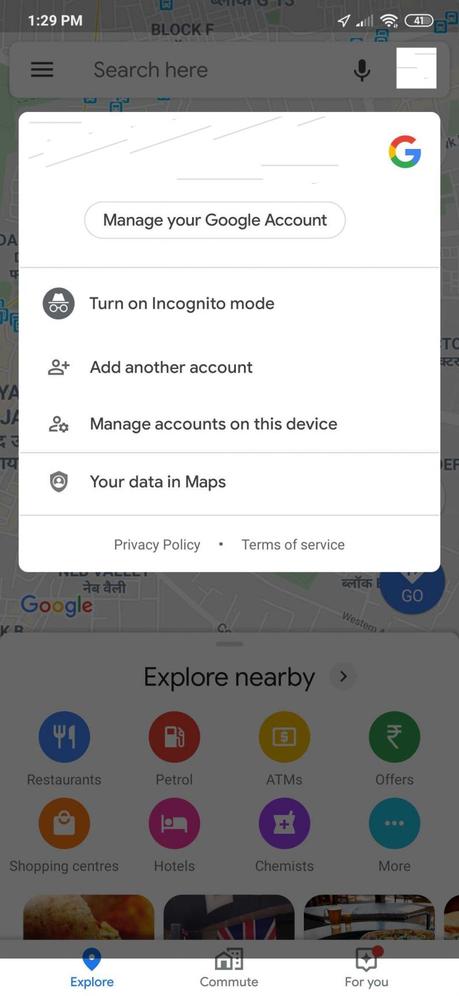 Activate Incognito mode in Google Map