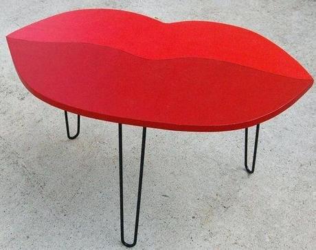 table with lip japanese flip game lips handmade coffee red side by