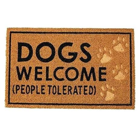 woven coir doormat mud pie dogs welcome door mat
