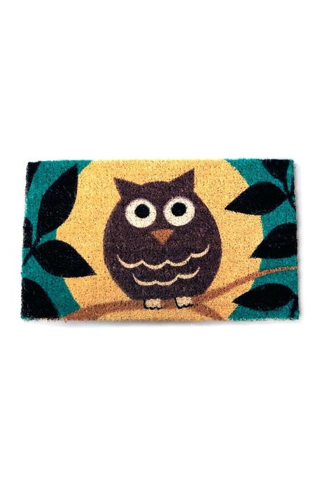 woven coir doormat entryways wise owl hand rack