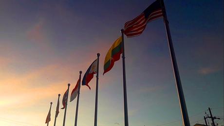 flags on the venue