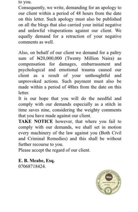 Tacha Drags Blessing Okoro To Court, Demands N20 Million For Defamation Of Character