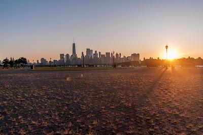 Three views of the same sunrise in Liberty State Park [with shadows]