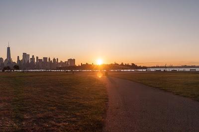 Three views of the same sunrise in Liberty State Park [with shadows]