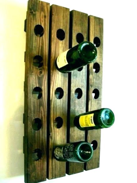 hanging liquor shelves rack wooden wine rustic dark cherry stained wall