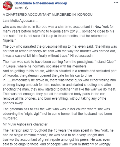 72-Year-Old Nigerian Man Who Spent 45 Years In US, Killed In His Retirement Home In Lagos