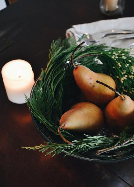 Table Decor: Easy Pear & Cedar Centerpiece