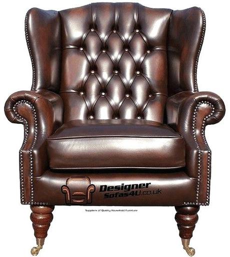 brown chesterfield chair leather club high back wing manufactured