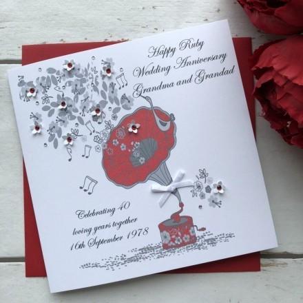 Ruby 40th Wedding Anniversary Cards