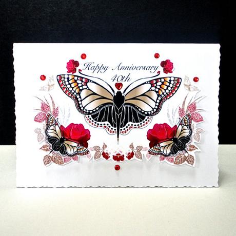 Red Rose and Butterfly Ruby Wedding Card
