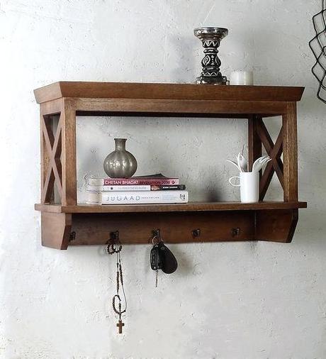 wall art hooks canvas solid wood shelf with by