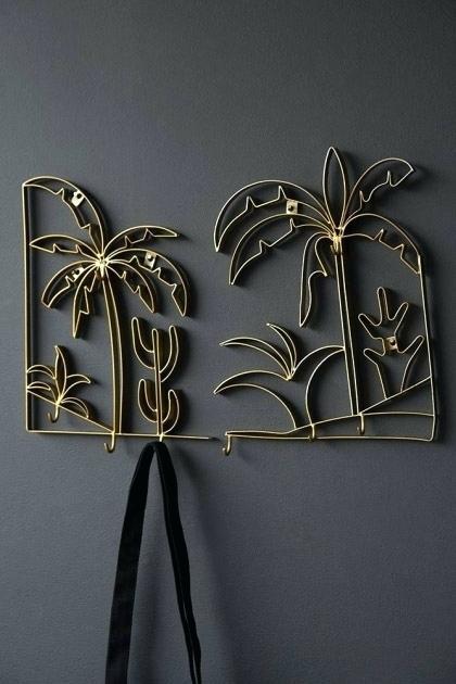 wall art hooks large set of 2 gold palm tree coat