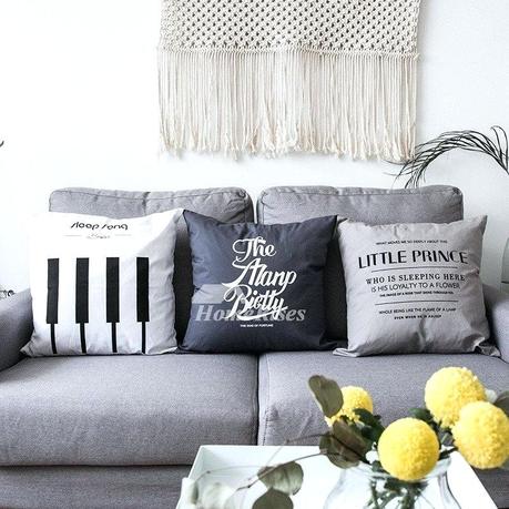 huge bed pillows decorative white canvas square gray couch