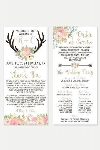 cheap wedding programs wedding program with deer antler picture