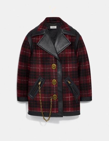 #WeSeeYou Jennifer Lopez Leather Trimmed Plaid COACH Coat