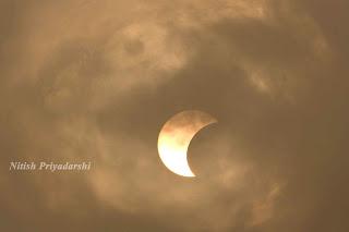 View of partial (Annular) solar eclipse on 26th December in Ranchi city.