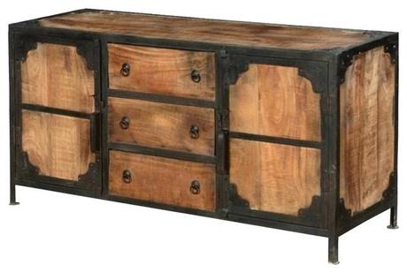 industrial style sideboard buffet lamps solid wood iron 3 drawer 2 door cabinet