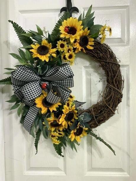 designer door wreaths contemporary front artificial sunflower summer wreath with green leaves indoor wall