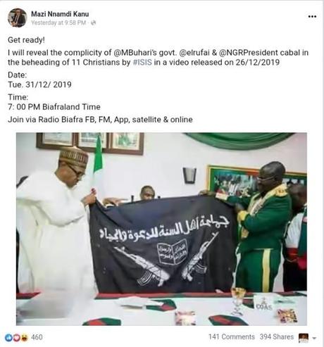 Nnamdi Kanu To Reveal Buhari And El-Rufai’s Involvement In Execution Of 11 Christians By ISWAP Nnamdi Kanu To Reveal Buhari And El-Rufai’s Involvement In Execution Of 11 Christians By ISWAP