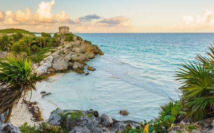 Enchanting Travels Mexico Tours seaside view of the Castle at Tulum, Atlantic Ocean, Mexico, Yutacan - Best trips to take in 2020