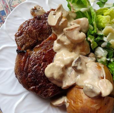 Garlic Butter Steak with  a Creamy Mushroom Sauce