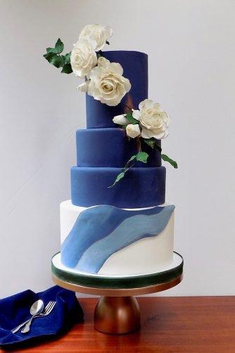 classic blue wedding tall white blue with roses satinice